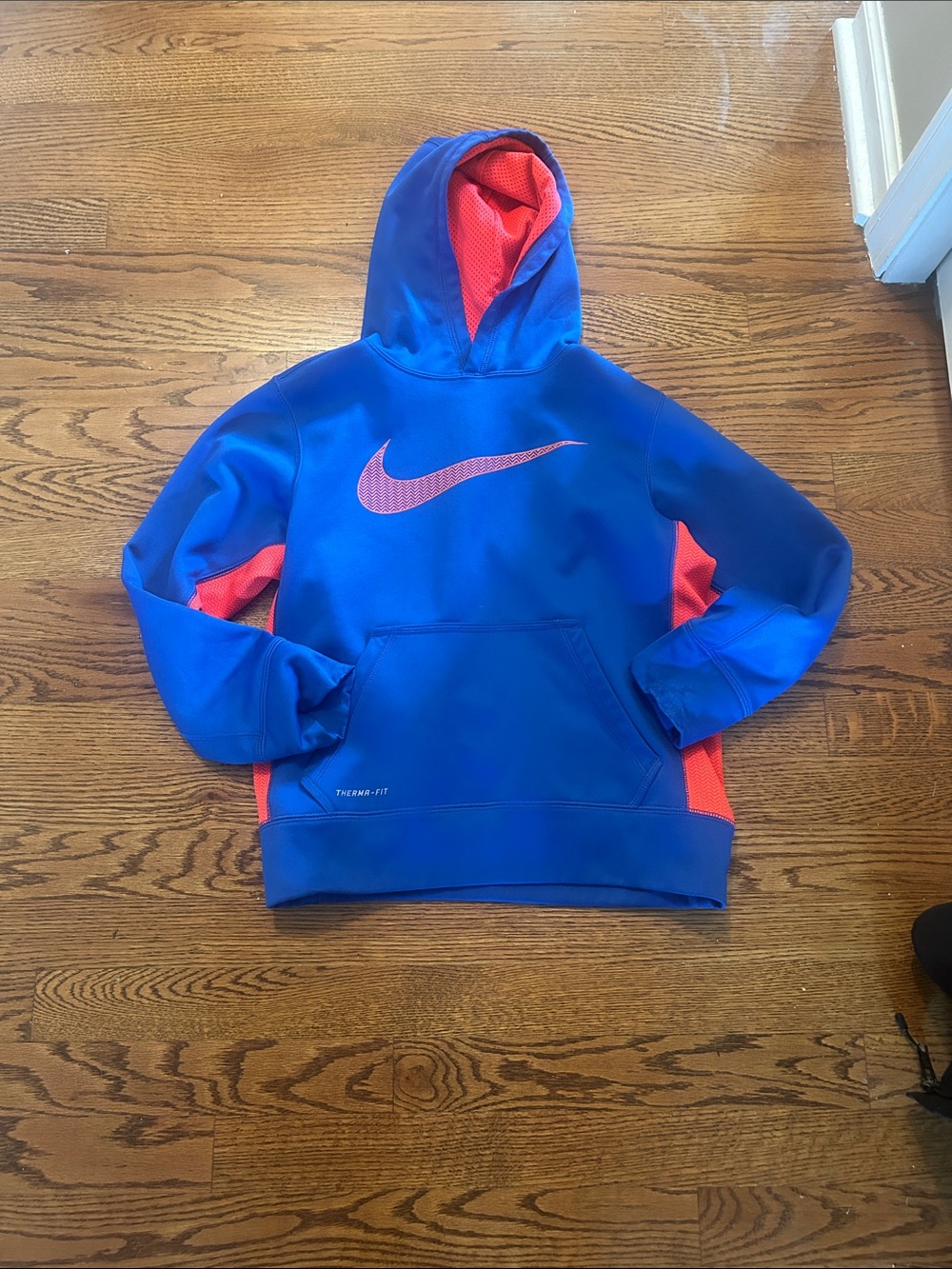 Nike Blue Hoodie with Red Accents Boys' Pullover